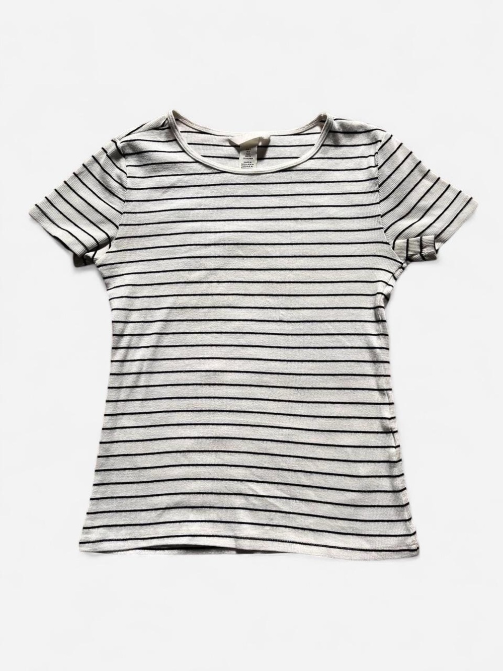 H&M White and Black Striped Tee